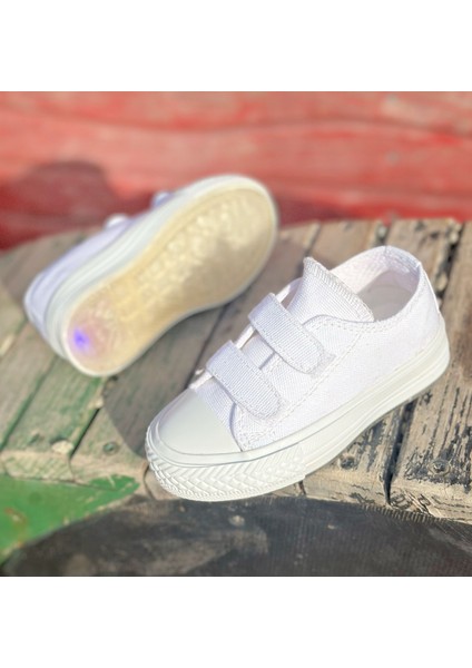 Bantlı Çocuk Günlük Ayakkabı, 22-30 Numara Arası Işıklıdır Çocuk Keten Ayakkabı