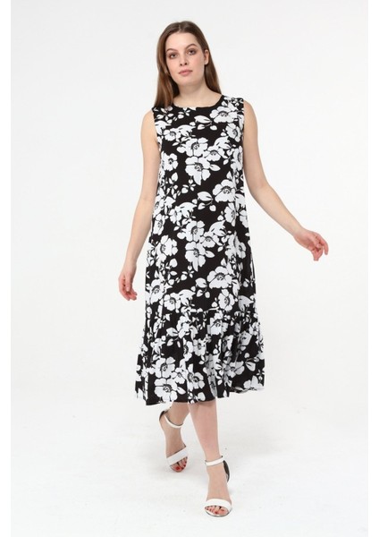 Kolsuz Viskon Kumaş Çiçek Desenli Uzun Elbise fiyatları