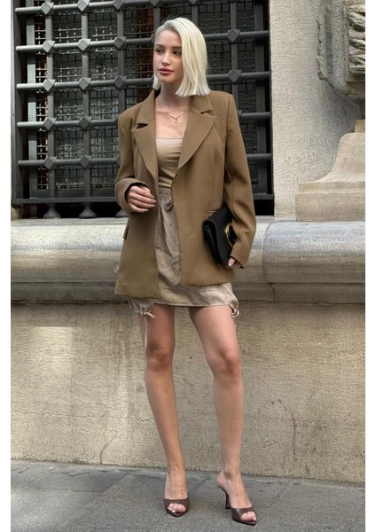 Haki Astarlı Kadın Blazer Ceket MG2508