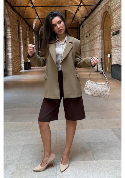 Haki Astarlı Kadın Blazer Ceket MG2508 indirimleri