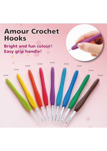 Clover Amour Ergonomik Tığ Seti 9 Lu – Renkli Silikon Saplı Örgü ve Amigurumi Tığları fiyatları