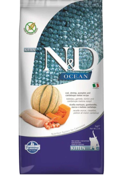 Nd Ocean Morina Balıklı Kavunlu Balkabaklı ve Karidesli Yavru Kedi Maması 5kg
