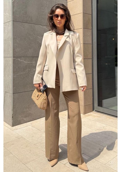 Taş Rengi Astarlı Kadın Blazer Ceket MG2508 fiyatları