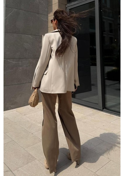 Taş Rengi Astarlı Kadın Blazer Ceket MG2508 modelleri