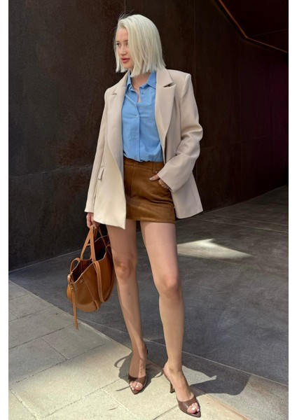 Taş Rengi Astarlı Kadın Blazer Ceket MG2508 fırsatları