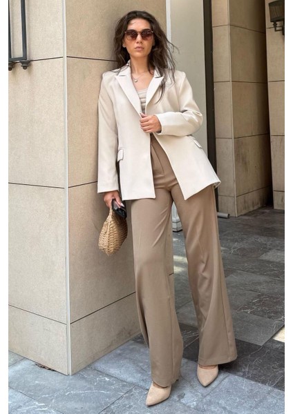 Taş Rengi Astarlı Kadın Blazer Ceket MG2508 indirimleri