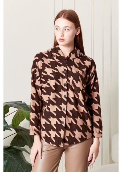 Süet Kadife Kapüşonlu Oversize Gömlek-Pera fiyatları