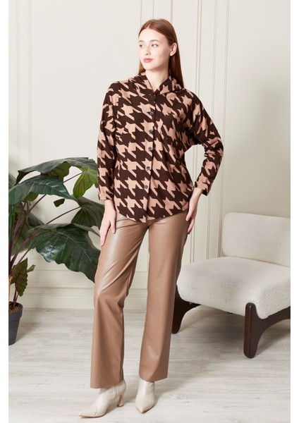 Süet Kadife Kapüşonlu Oversize Gömlek-Pera modelleri