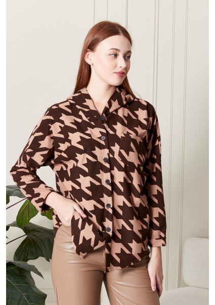 Süet Kadife Kapüşonlu Oversize Gömlek-Pera fırsatları