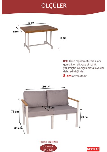 Balkon Mobilyası, Bahçe Takımı, 1 Ikili Koltuk, Kafe Koltuğu, Bekleme Alanı Koltuğu fiyatları