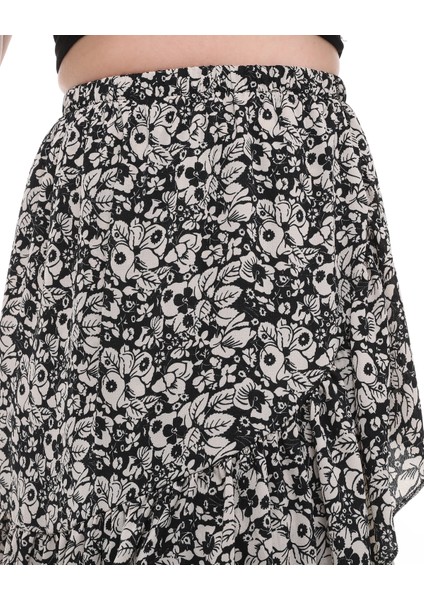 Çiçek Desenli Anvelop Etek
