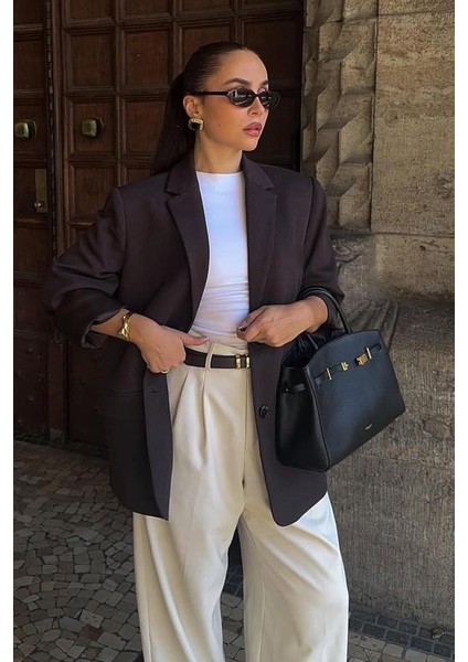 Kahverengi Astarlı Kadın Blazer Ceket MG2508 fiyatları