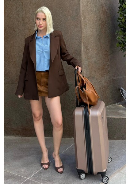 Kahverengi Astarlı Kadın Blazer Ceket MG2508 indirimleri