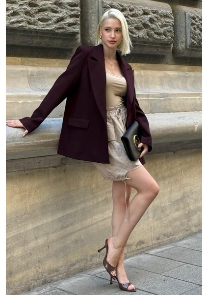 Mürdüm Astarlı Kadın Blazer Ceket MG2508 modelleri