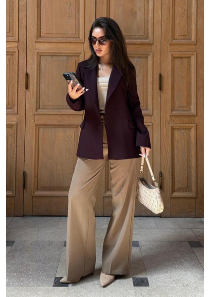 Mürdüm Astarlı Kadın Blazer Ceket MG2508 fırsatları