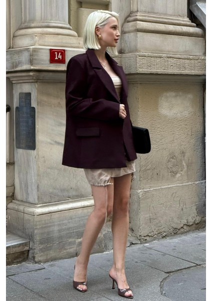 Mürdüm Astarlı Kadın Blazer Ceket MG2508 indirimleri