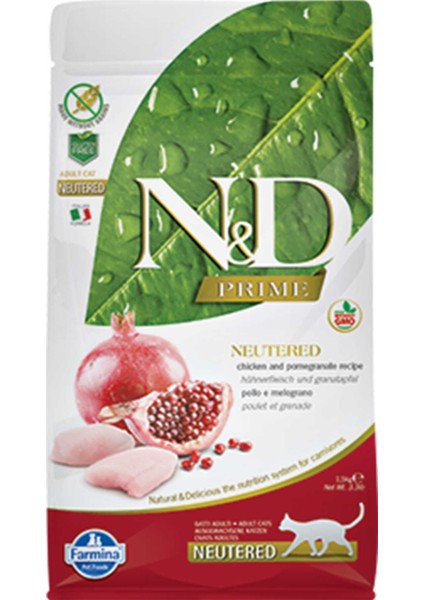 Nd Prime Tahılsız Tavuk ve Narlı Kısırlaştırılmış Kedi Maması 1,5kg