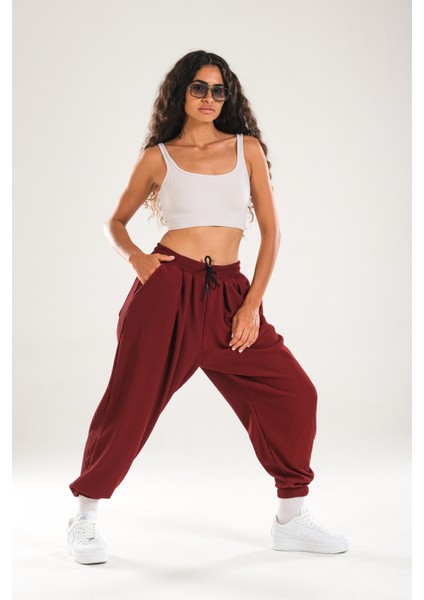 Fitilli Bordo Pileli Jogger Pantolon fiyatları