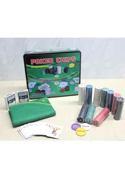 Metal Kutulu 500 Chip ve 2 Adet Iskambil Kağit Setine Sahip Poker Oyunu ALK3540