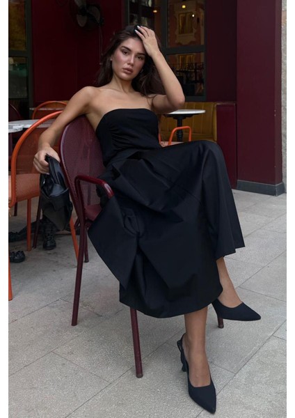 Siyah Pileli Cepli Kadın Midi Boy Etek MG2536 fiyatları