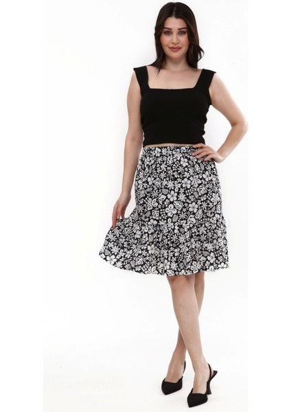 Midi Boy Viskon Kumaş Çiçek Desenli Etek fiyatları
