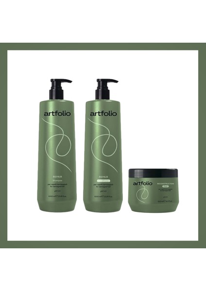 Repaır Hasarlı Saçlar Için Saç Şampuanı 1l Saç Kremi 1l Maske 500ML Set