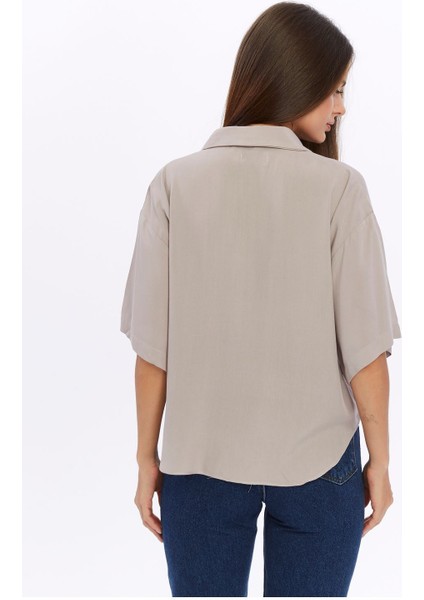 Viskon Kumaş Bej Kadın Gömlek fırsatları