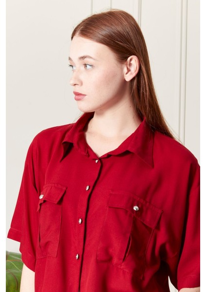 Viskon Kumaş Kırmızı Kadın Gömlek fırsatları