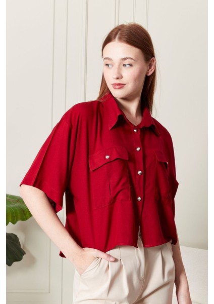 Viskon Kumaş Kırmızı Kadın Gömlek indirimleri