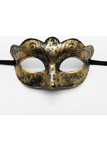 Altın Renk Eskitme Maskeli Balo Maskesi - Venedik Tarzı Parti Maskesi fiyatları