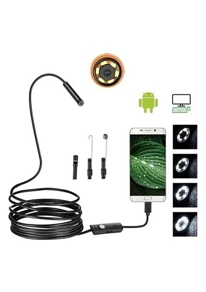 Vtn-02 Endoskop Yılan Video Kamera LED Li 2 Metre 7 mm Sert Kablo Su Geçirmez fırsatları