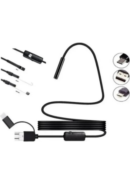 Endoskop Yılan Video Kamera LED Li 5 Metre 7 mm Sert Kablo Yüksek Kaliteli Stereo fırsatları