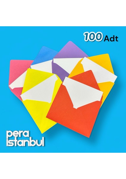 100 Adet Mini Zarf 70MMX90MM 10 Renk Zarf Hediye Doğum Günü Dilekleri Zarfı Not Kartlı Poşetli indirimleri