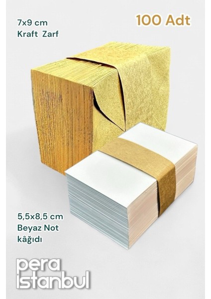 100 Adet Mini Zarf 70MMX90MM Kraft Zarf Hediye Doğum Günü Dilekleri Zarfı Beyaz Not Kartlı