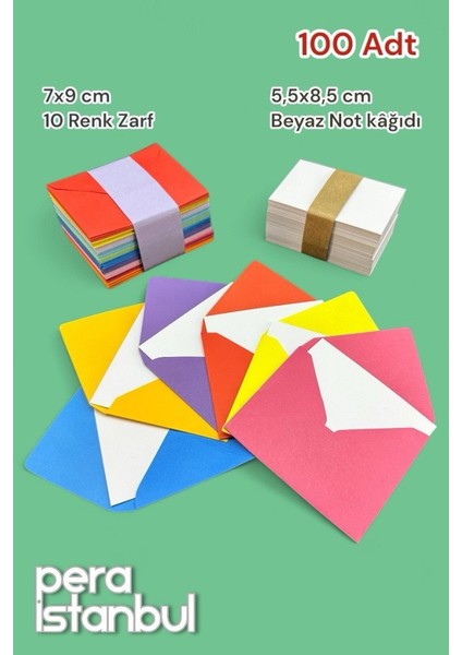 100 Adet Mini Zarf 70MMX90MM 10 Renk Zarf Hediye Doğum Günü Dilekleri Zarfı Beyaz Not Kartlı fiyatları