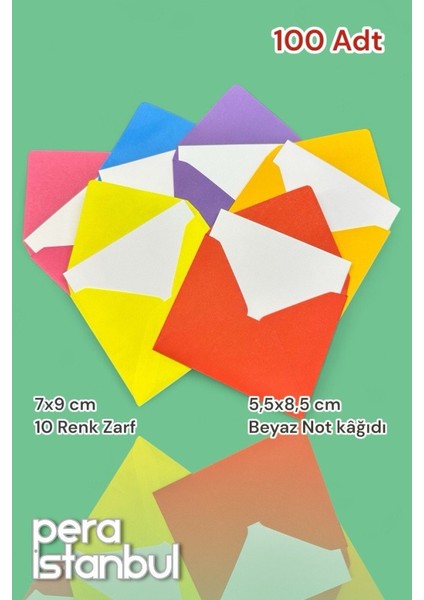 100 Adet Mini Zarf 70MMX90MM 10 Renk Zarf Hediye Doğum Günü Dilekleri Zarfı Beyaz Not Kartlı modelleri