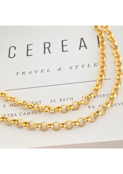 Doç Zincir Kalın Kolye Pirinç Gold 45+5cm