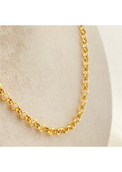 Doç Zincir Kalın Kolye Pirinç Gold 45+5cm