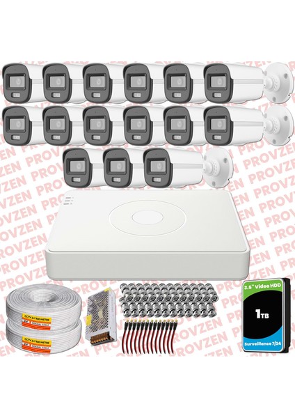 Hikvision Colorvu Full Hd 15 Kameralı Gece Renkli Güvenlik Kamerası Olay Anında Bildirim