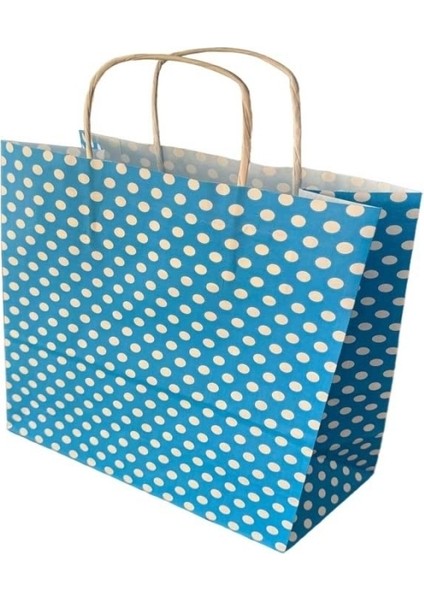 Puantiyeli Burgu Saplı Kağıt Çanta 25'li