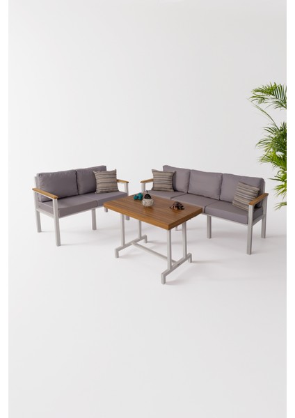 Bahçe Takımı, Balkon Mobilyası, 2+3+Masa, Kafe Koltuğu, Minimalist Tasarım