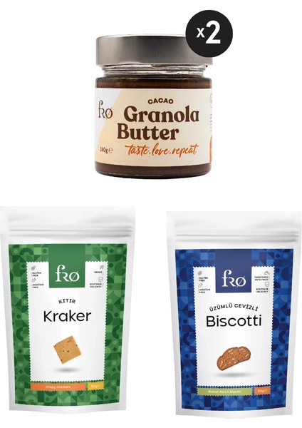 4’lü 2xgranola Butter Cacao,kıtır Kraker,üzümlü Cevizli Biscotti Seti Sağlıklı Atıştırmalık