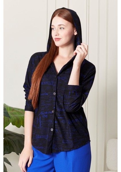 Süet Kadife Kapüşonlu Oversize Gömlek-Pera