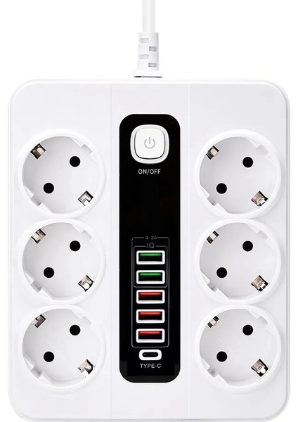 HP-H04 3000W 10AMPER 6 Lı 2metre Uzatma Kablolu Çoklu Termal Akım Priz modelleri