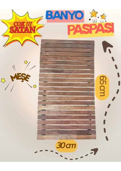 Ahşap Banyo Paspası 65x30- Meşe Görünümlü