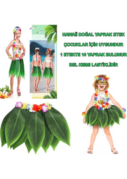 Tropikal Esintili Hawaii Yapraklı Parti Eteği Çocuk Boy