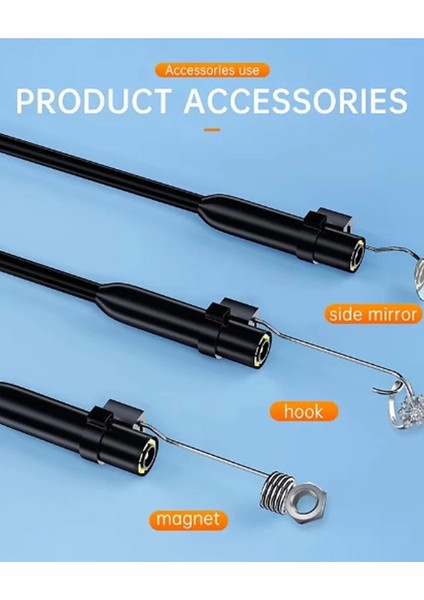 5 Metre Endoskop Yılan Video Kamera Ios ve Android Uyumlu LED Li 8 mm Sert Kablo 2mp modelleri