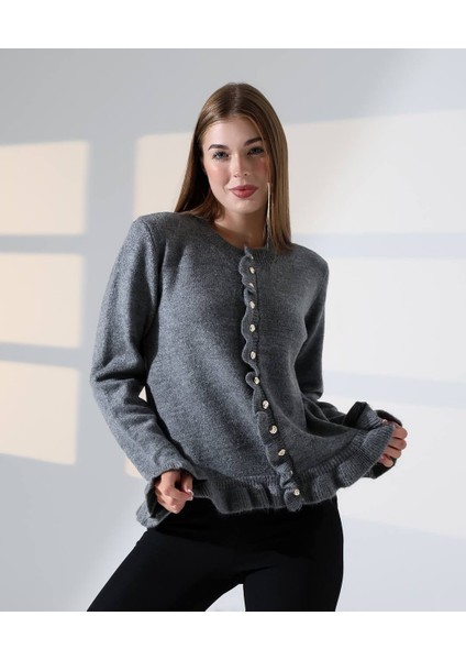 Fırfır Detaylı Yumuşak Dokulu Hırka