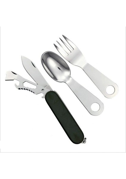 Kamp Çakısı Haki Çatal Kaşık Bıçak SW-399 14 cm