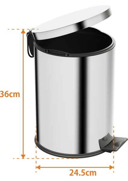 Basic Çöp Kovası - Pedallı 12 L, Parlak Krom Paslanmaz modelleri